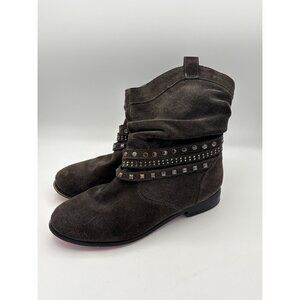 Twiggy London Womens Size 7 Brown Suede Studded Slouch Boots